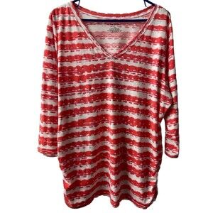 Lane Bryant Top Womens Plus 18/20 Knit V Neck 3/4 Sleeve Casual Pullover Blouse